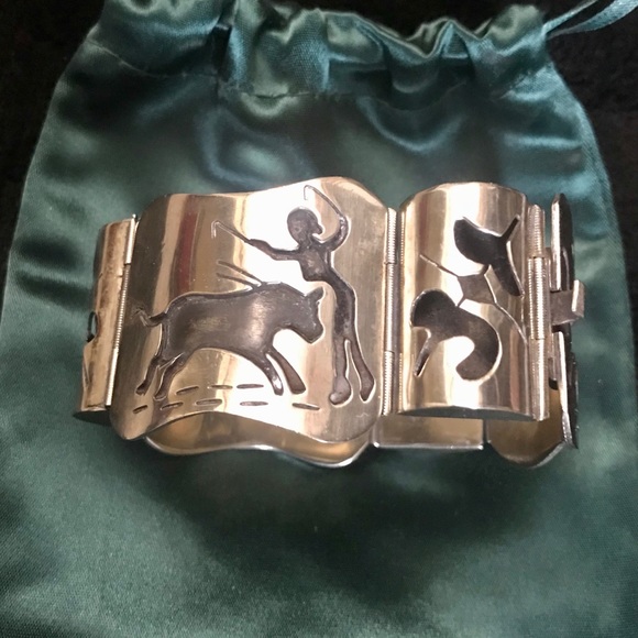 Mexican Silver Link Bracelet Circa 1940s